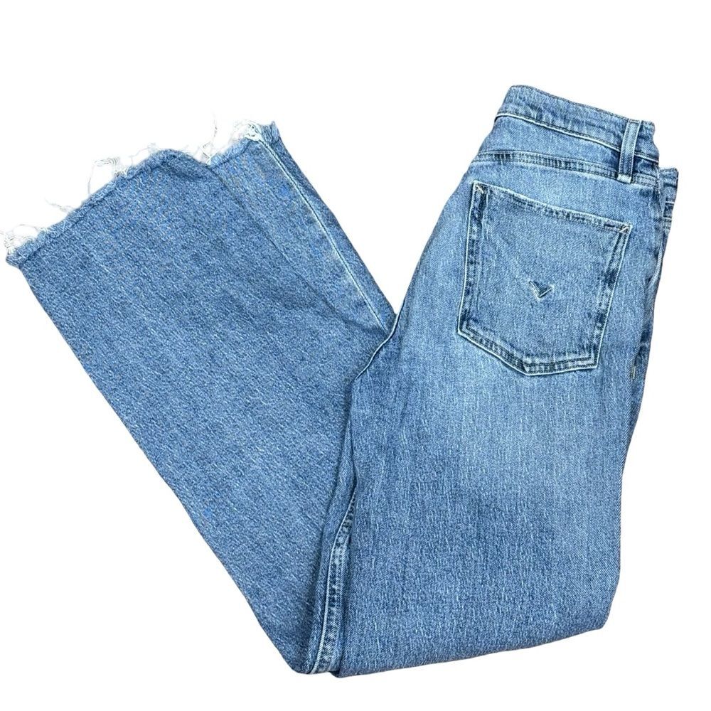 🧵 Hudson Jeans Canal Wash Straight-Leg Raw Hem Jeans Size 26 Mid-Rise
